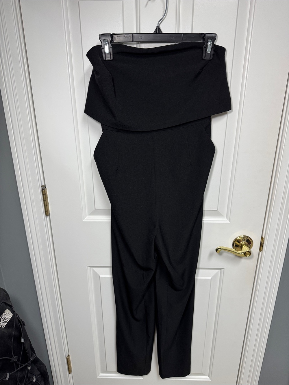 Kensie Black Strapless Fold-Over Jumpsuit
